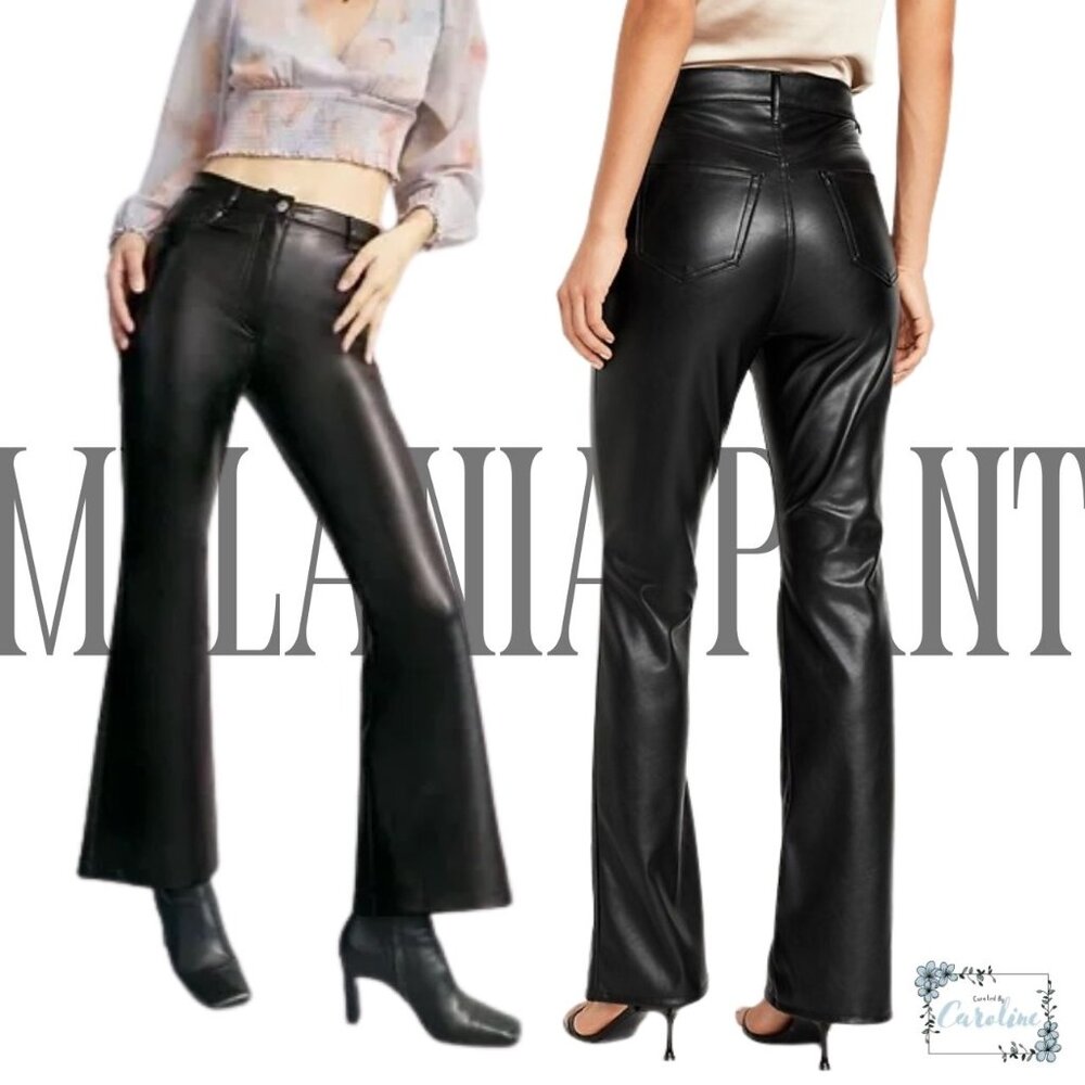 Aritzia Wilfred Vegan Leather High-Rise "The Melina Flare Pant" in Black, 4